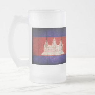 Cambodia Flag; Cambodian; Khmer Frosted Glass Beer Mug