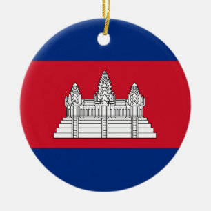 Cambodia flag ceramic tree decoration