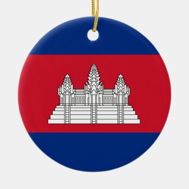 Cambodia flag ceramic tree decoration (Front)