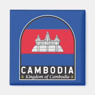 Cambodia Flag Emblem Distressed Vintage Magnet