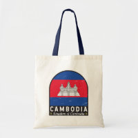 Cambodia Flag Emblem Distressed Vintage