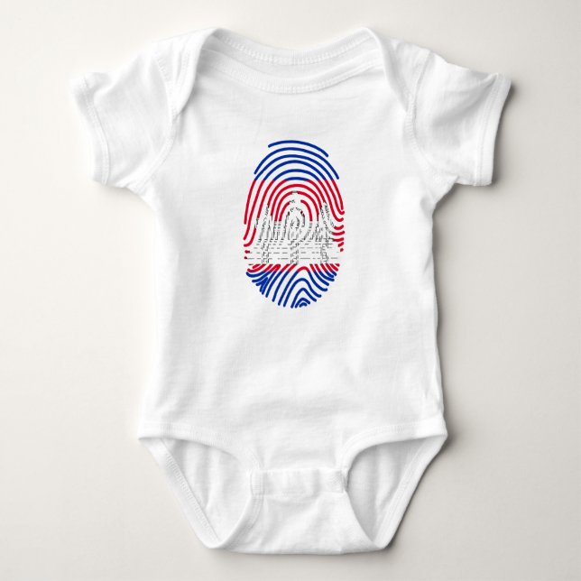 Cambodia Flag Fingerprint Baby Bodysuit (Front)