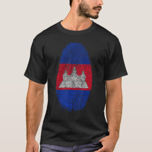 Cambodia Flag Fingerprint It Is In My Dna Cambodia T-Shirt