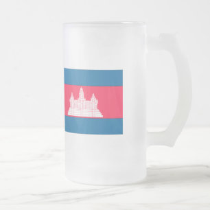 Cambodia Flag Frosted Glass Beer Mug