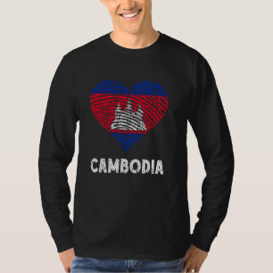 Cambodia Flag Heart Thumb Cambodian Pride Cambodia T-Shirt
