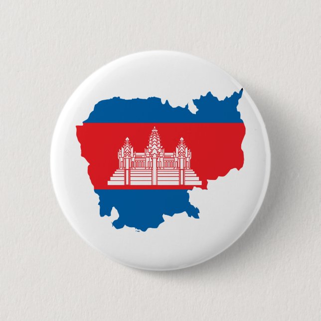 Cambodia Flag Map full size 6 Cm Round Badge (Front)