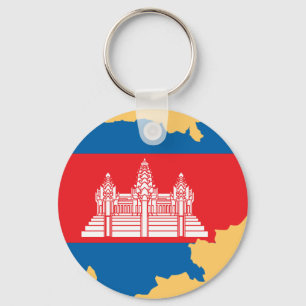 Cambodia flag map key ring