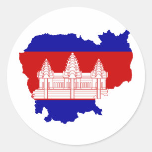 Cambodia Flag map KH Classic Round Sticker