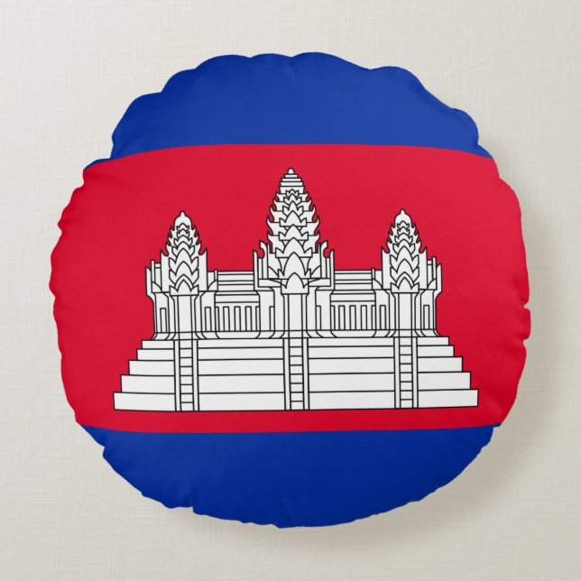 Cambodia Flag Round Cushion (Front)