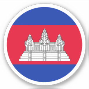 Cambodia Flag Round Sticker