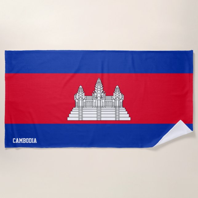Cambodia Flag Splendid Patriotic Beach Towel (Front)