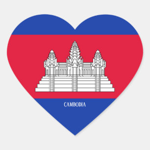 Cambodia Flag Splendid Patriotic Heart Sticker