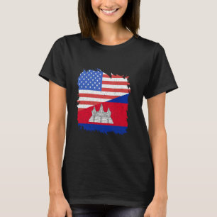 Cambodia Flag USA America Cambodian Pride Cambodia T-Shirt
