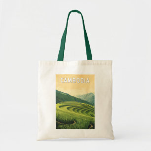 Cambodia Illustration Travel Art Vintage Tote Bag