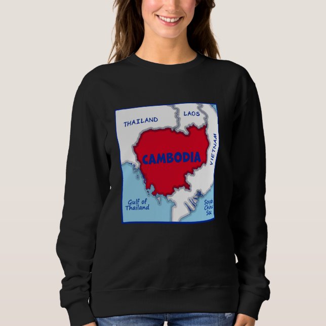 Cambodia Map in flag colours. Surrounding countrie Sweatshirt (Front)