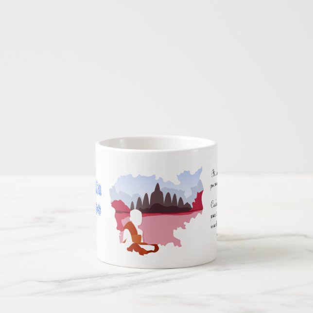 Cambodia Memories Map with Monk Personalised Espresso Cup (Front)