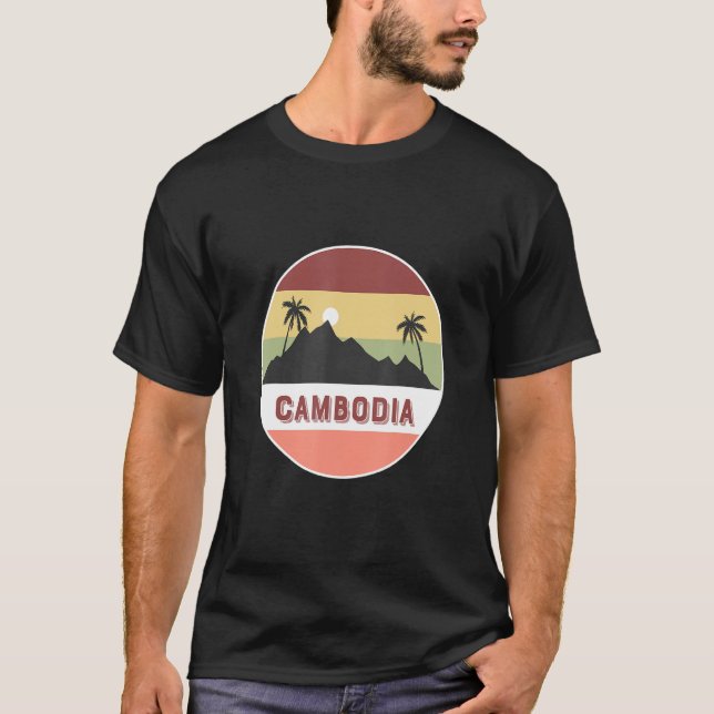 Cambodia Mountain And Palms T-Shirt (Front)