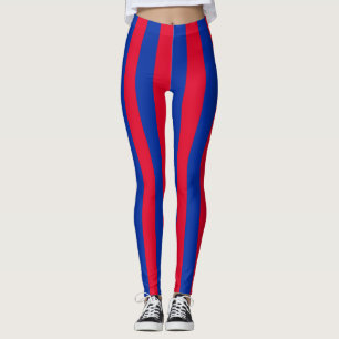 Cambodia National Flag Colours Vertical Striped Leggings
