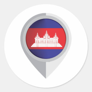 Cambodia Pin Location Flag Classic Round Sticker