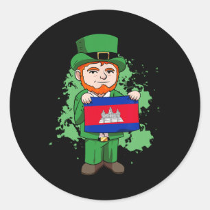 Cambodia Proud Cambodian Flag St. Patricks Day Lep Classic Round Sticker