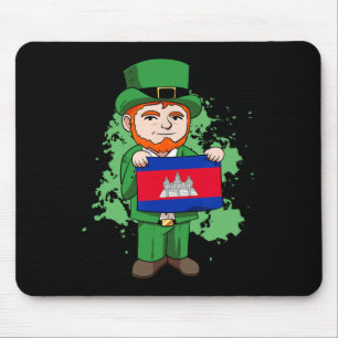 Cambodia Proud Cambodian Flag St. Patricks Day Lep Mouse Pad
