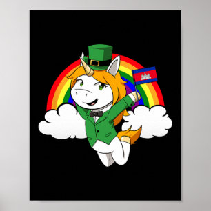 Cambodia Proud Cambodian Flag St. Patricks Day Uni Poster