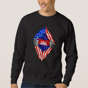 Cambodia Roots Usa Flag Patriotic Cambodian Herita Sweatshirt