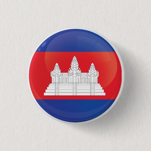 Cambodia  Round Icon Flag  3 Cm Round Badge (Front)