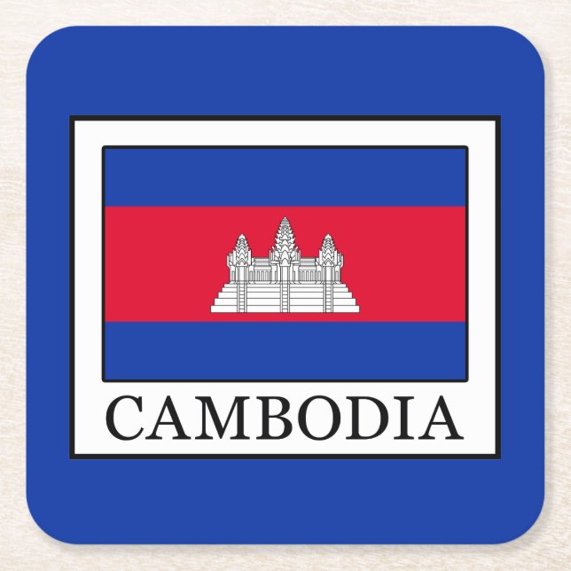 Cambodia Square Paper Coaster (Front)