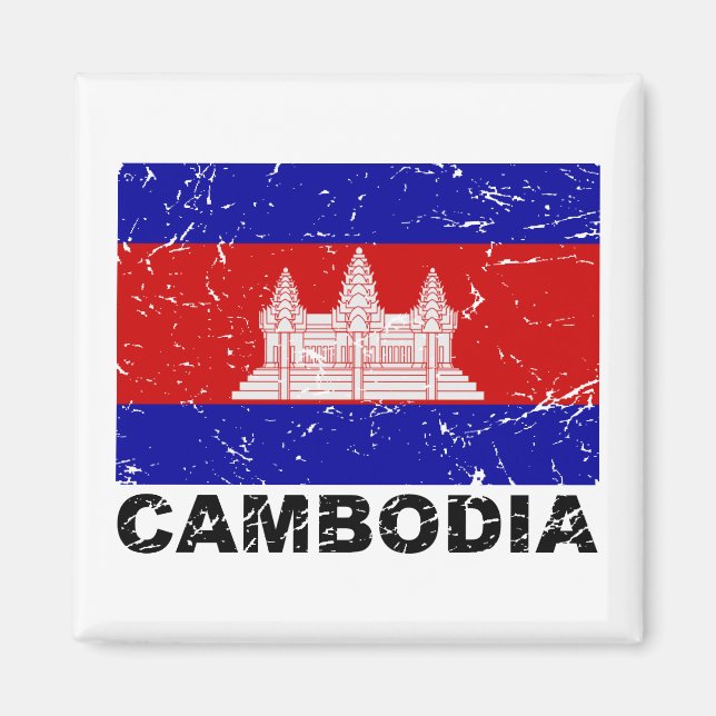Cambodia Vintage Flag Magnet (Front)