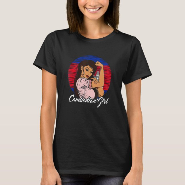 Cambodian Flag Cambodia Cambodian Girl T-Shirt (Front)