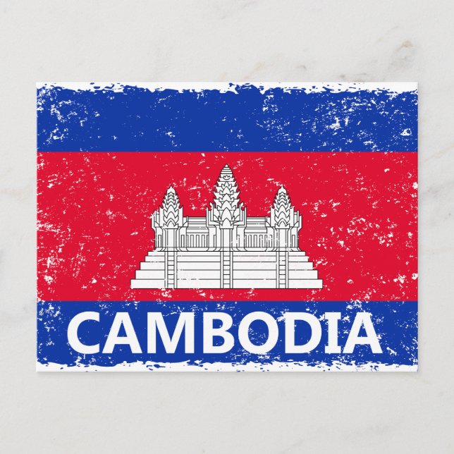 Cambodian Flag Holiday Postcard (Front)