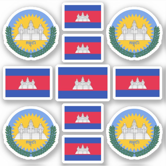 Cambodian national symbols / coat of arms and flag (Front)