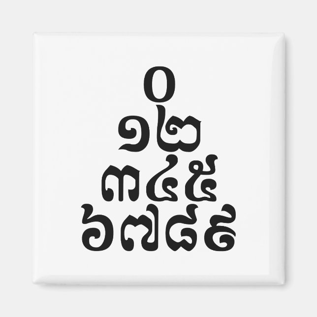 Cambodian Numbers Pyramid - 0 12 345 6789 Khmer Magnet (Front)
