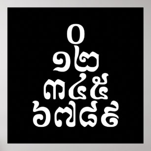 Cambodian Numbers Pyramid - 0 12 345 6789 Khmer Poster