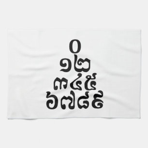 Cambodian Numbers Pyramid - 0 12 345 6789 Khmer Tea Towel