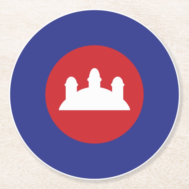 Cambodian Roundel Round Paper Coaster (Front)
