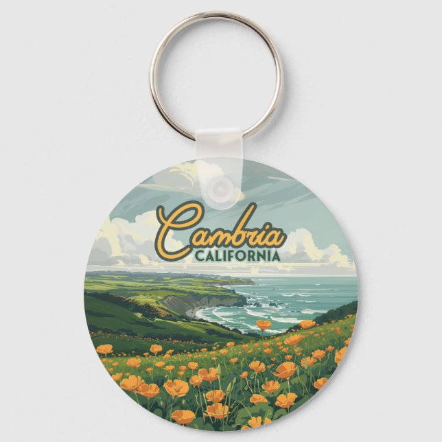 Cambria California Poppies Flowers Pacific Coast  Key Ring (Front)