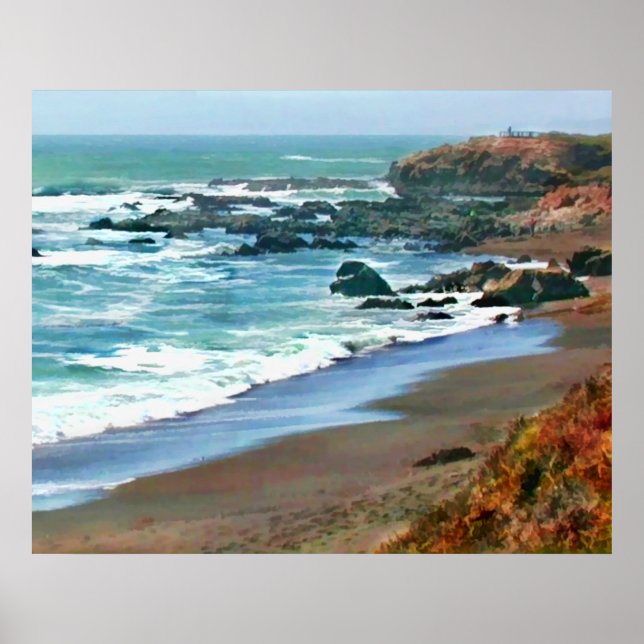 Cambria California Shoreline in the Fall Poster (Front)