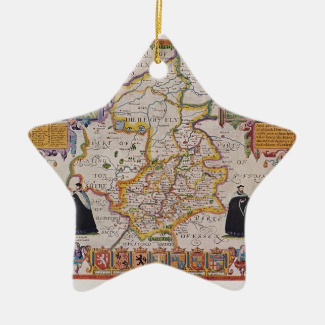 Cambridge Antique Map Ceramic Tree Decoration (Front)