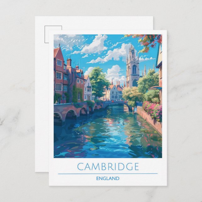 Cambridge England Art Vintage Travel  Postcard (Front/Back)