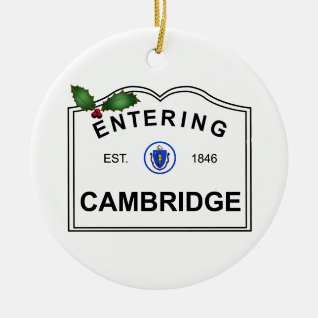 Cambridge MA Ceramic Tree Decoration (Front)