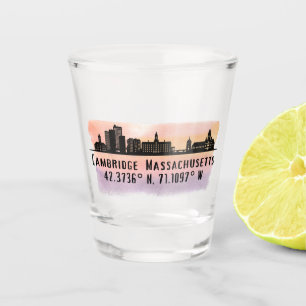 Cambridge MA City Skyline Shot Glass