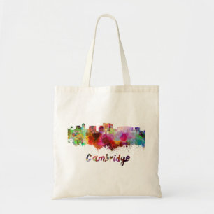 Cambridge MA skyline in watercolor Tote Bag