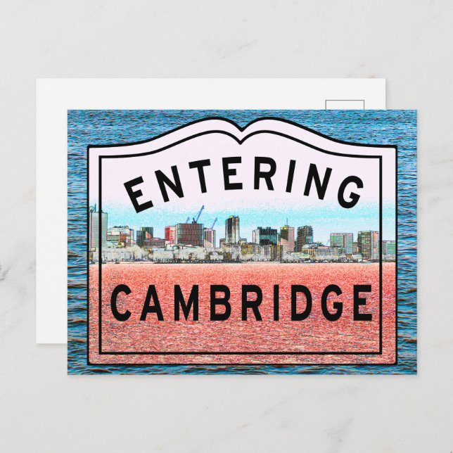 Cambridge Massachusetts Entering Sign Postcard (Front/Back)