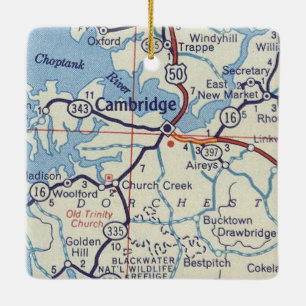 Cambridge MD Vintage Map Ceramic Ornament