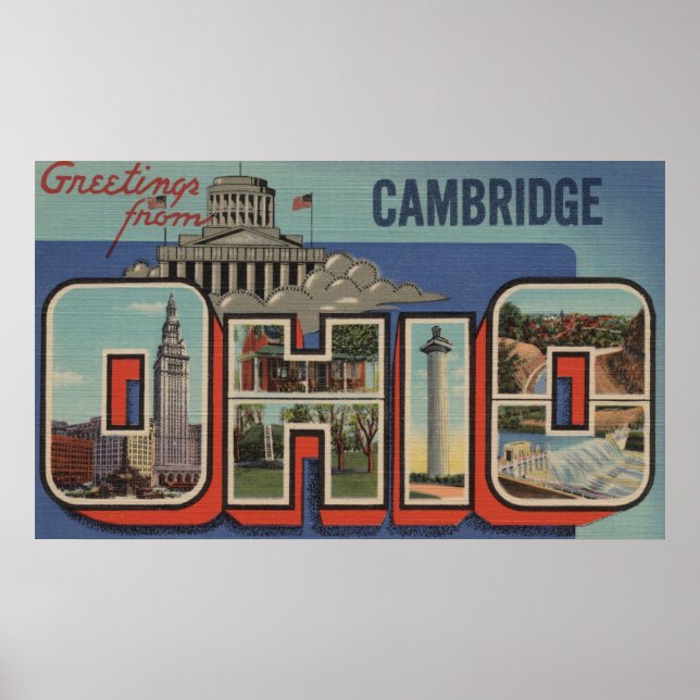 Cambridge, Ohio - Large Letter Scenes Poster (Front)