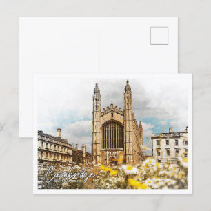 Cambridge United Kingdom Colour Pencil Landscape Postcard