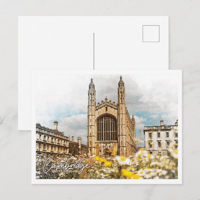 Cambridge United Kingdom Colour Pencil Landscape Postcard (Front/Back)