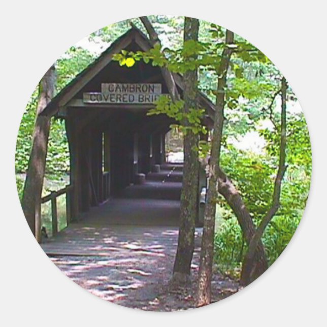 Cambron Covered Bridge, Madison County, Alabama Classic Round Sticker (Front)